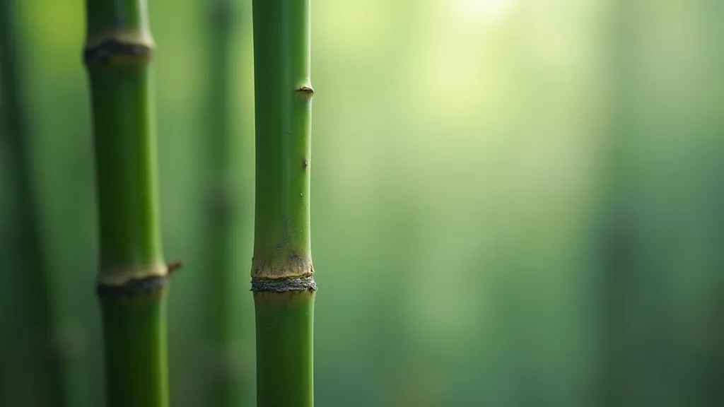 Bamboo stalk partially obscured by mist