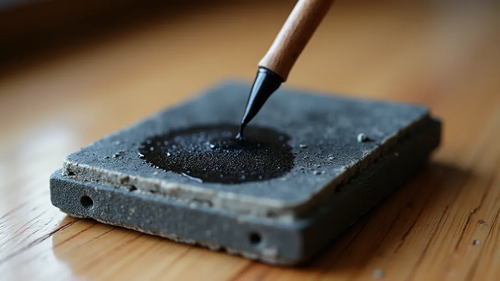 Ink stone with sumi stick and ink