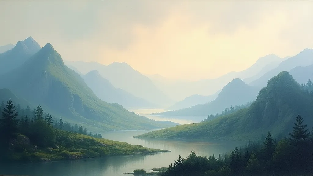 Sumie landscape with balanced tonal values
