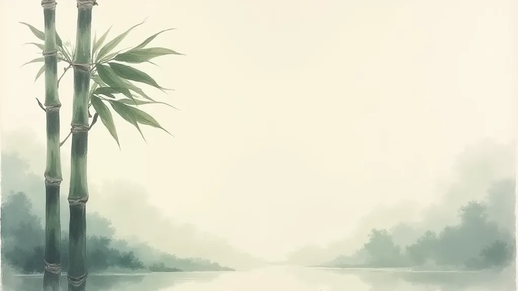 Bamboo stalk in Sumie, emphasizing negative space