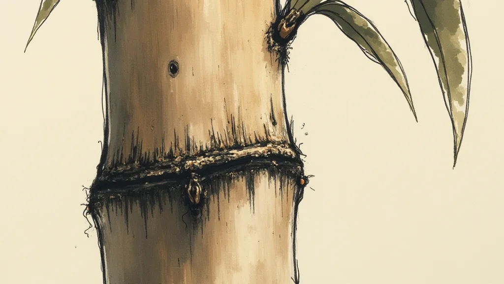 Close-up of the bamboo stalk's texture.