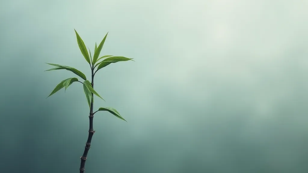 Bamboo stalk in mist