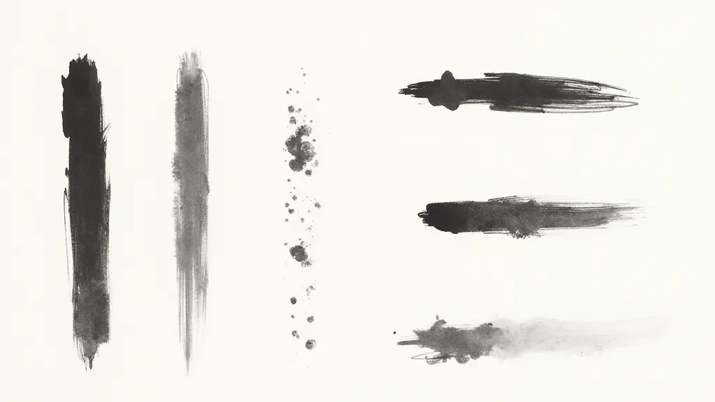 Examples of basic Sumie brushstrokes