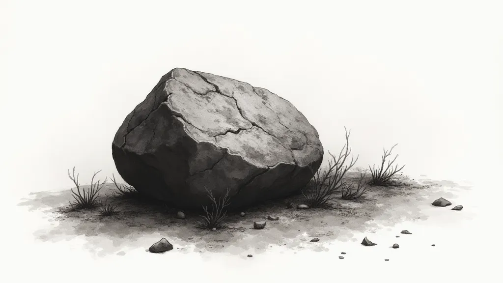 Finished Sumie painting of a rock.