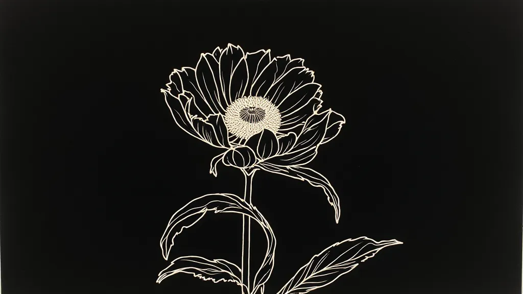 Hakubyō painting of a peony flower