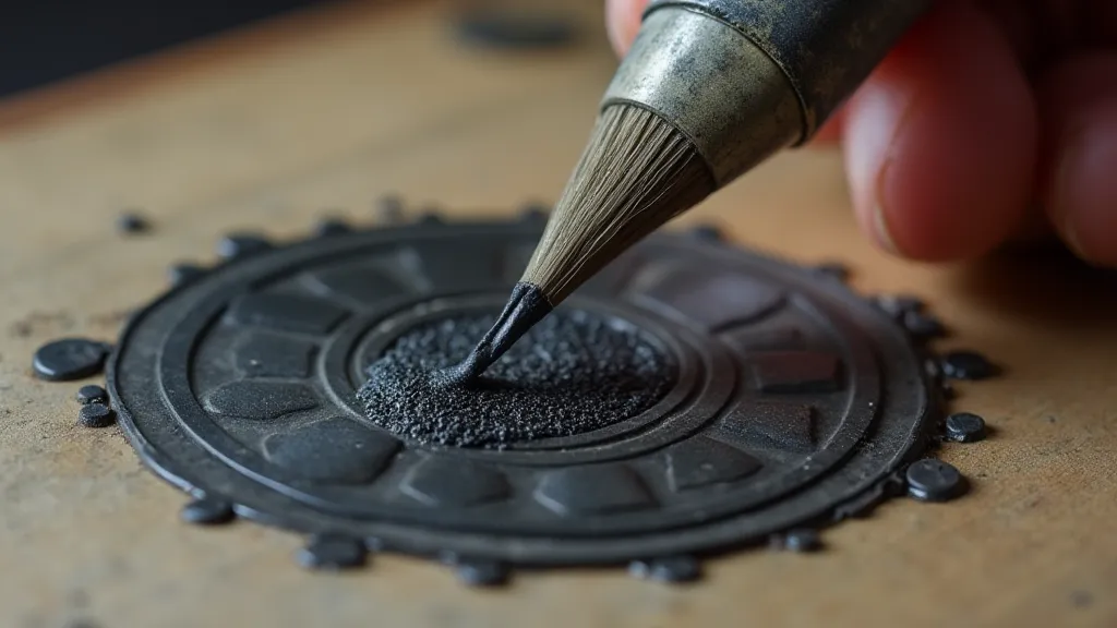 Brush being tapped against inkstone