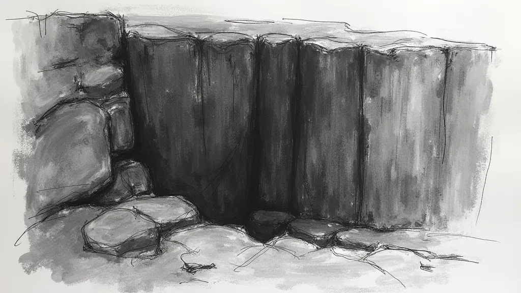 Sketch of the rocks forming the waterfall