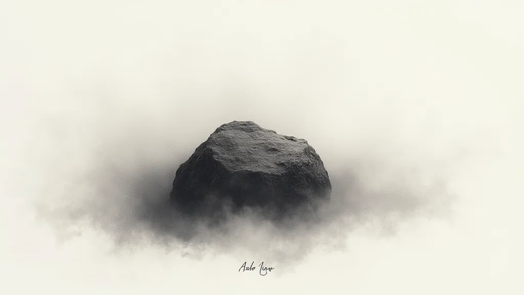 Ink painting of a rock